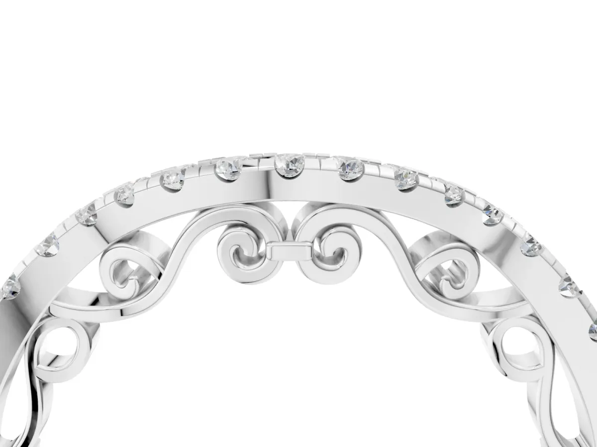 Curved Diamond Pavé Round Eternity Band with Shared Prong Setting White gold