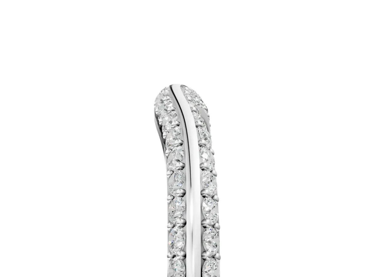Pavé Round Diamond Wave Band with Shared Prong Setting Silver