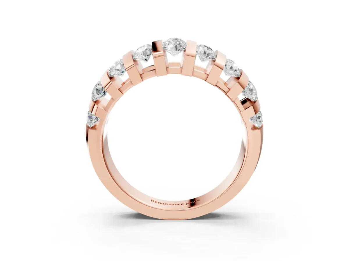 Channel-Set Round Diamond Multi-Row Band Rose gold