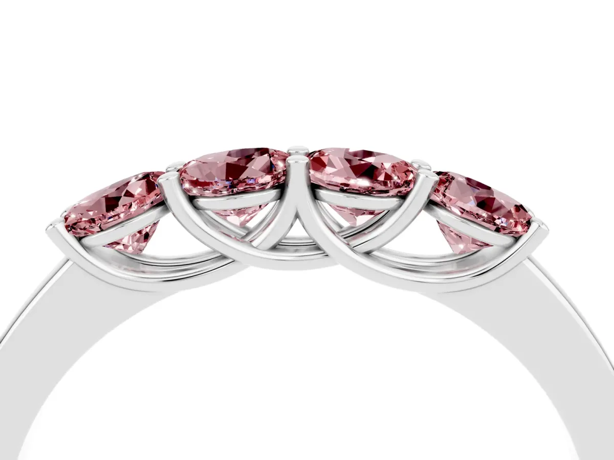 Four-Stone Round Morganite Prong-Set Band Silver
