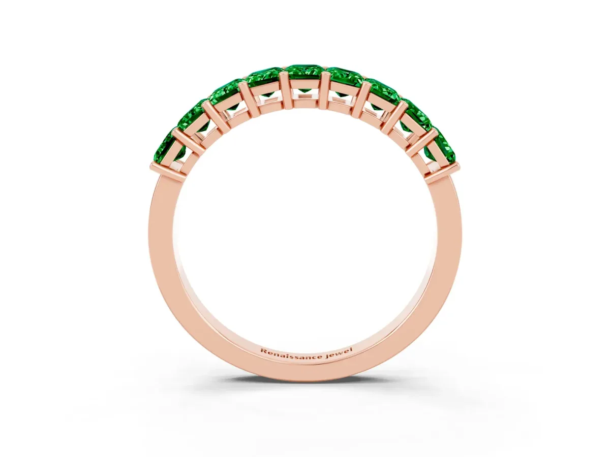 Emerald Cut Emerald Prong-Set Eternity Band Rose gold