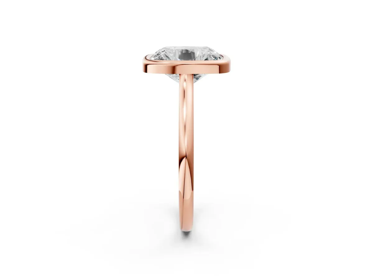 Old Mine Elongated Cushion Diamond Bezel Set Ring Rose gold