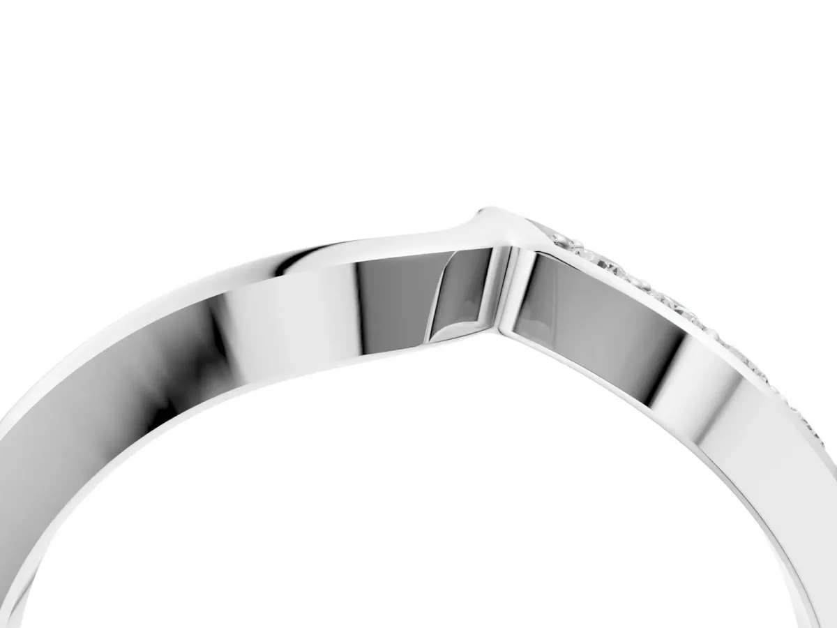 Chevron Diamond Pavé Twist Band Silver