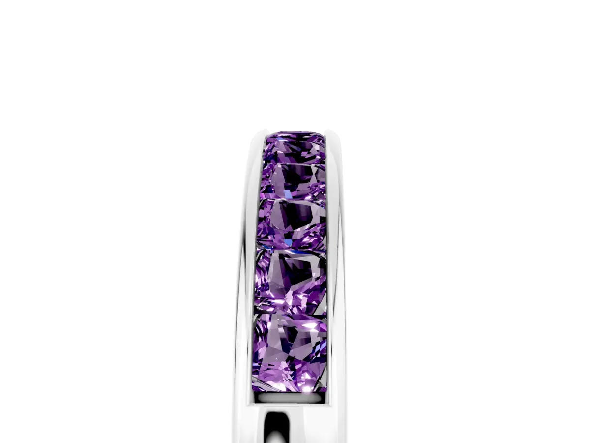 Channel Set Princess Cut Amethyst Eternity Band White gold