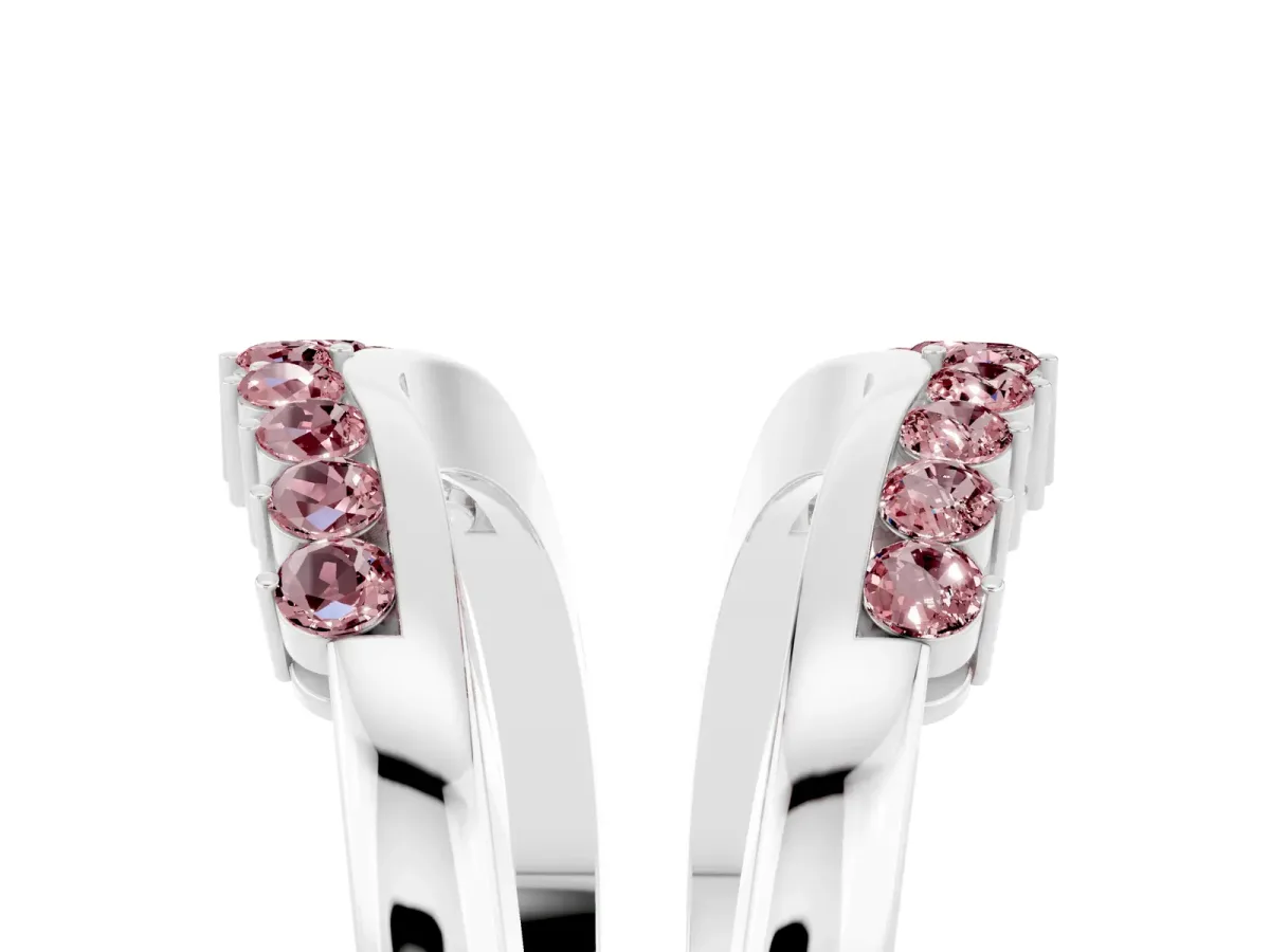 Round Morganite Chevron Contour Band with Prong Setting Silver