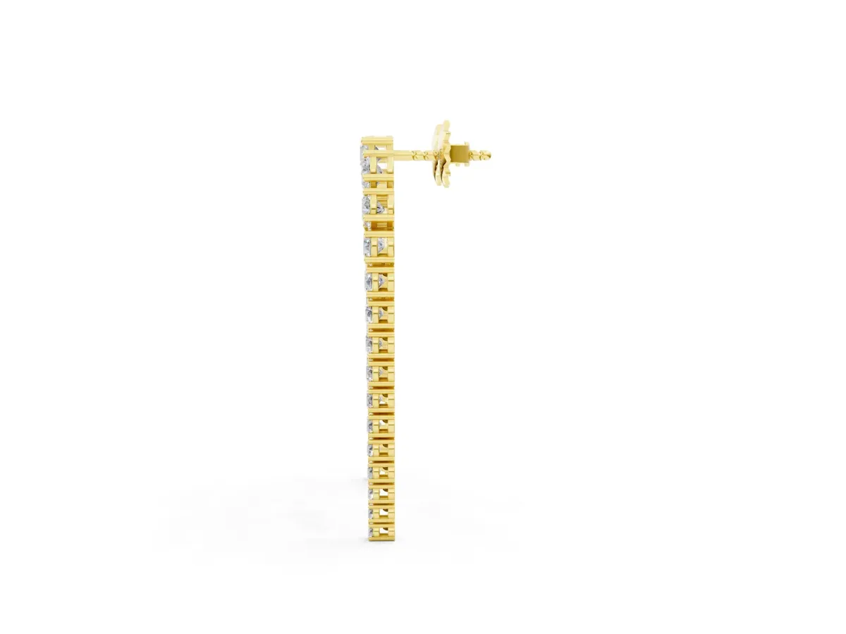 Round Diamond U-Shaped Drop Earrings Yellow gold
