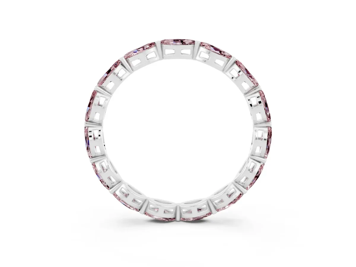 Marquise Morganite Eternity Band with U-Prong Setting Silver