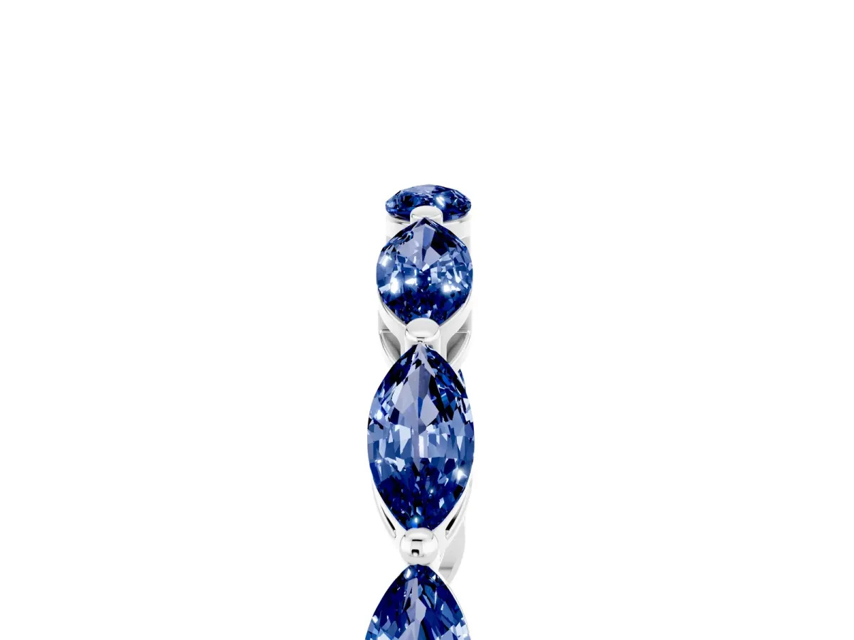 Marquise Blue Sapphire Eternity Band with U-Prong Setting Silver