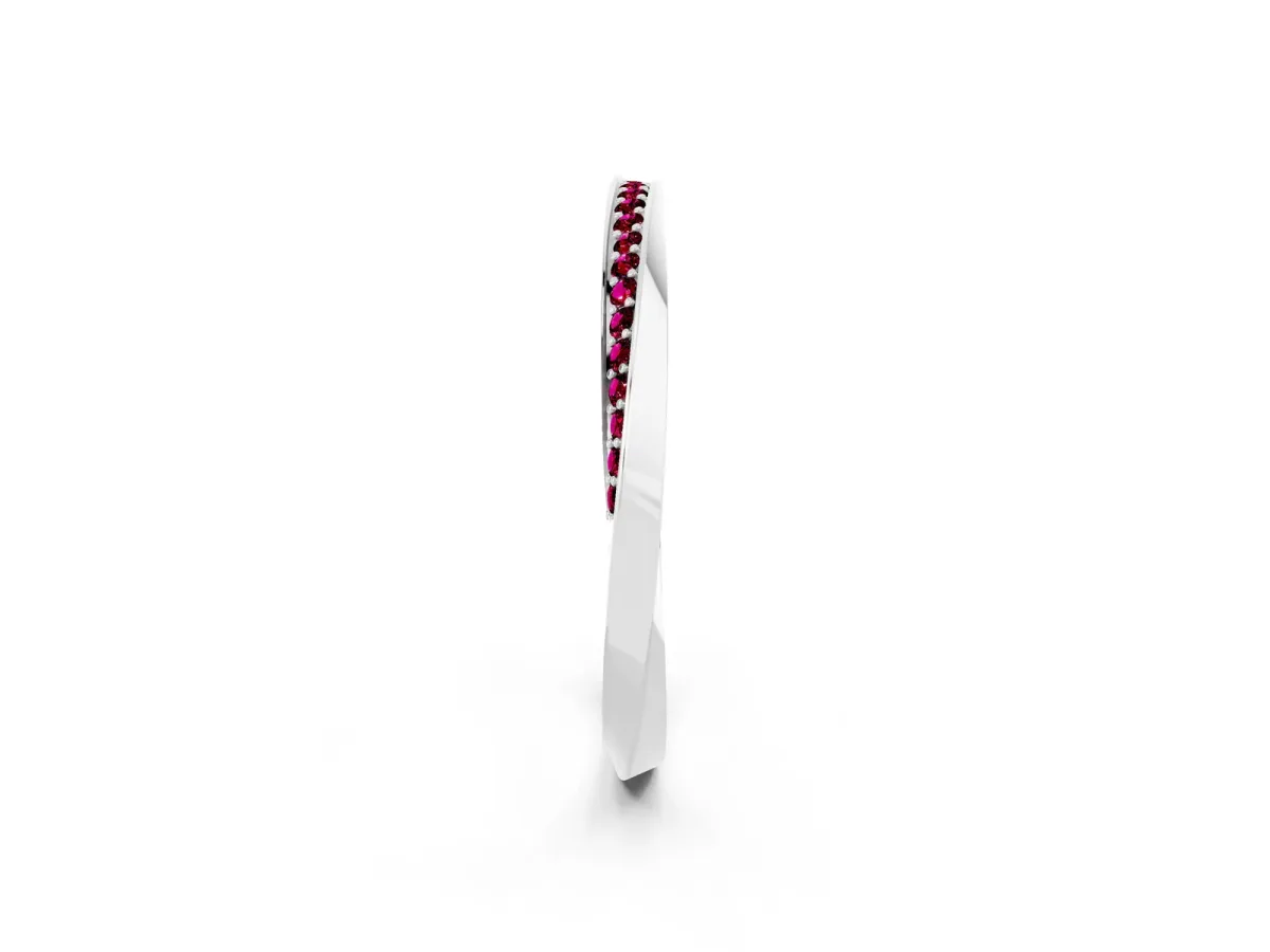Pavé Round Garnet Twist Band White gold