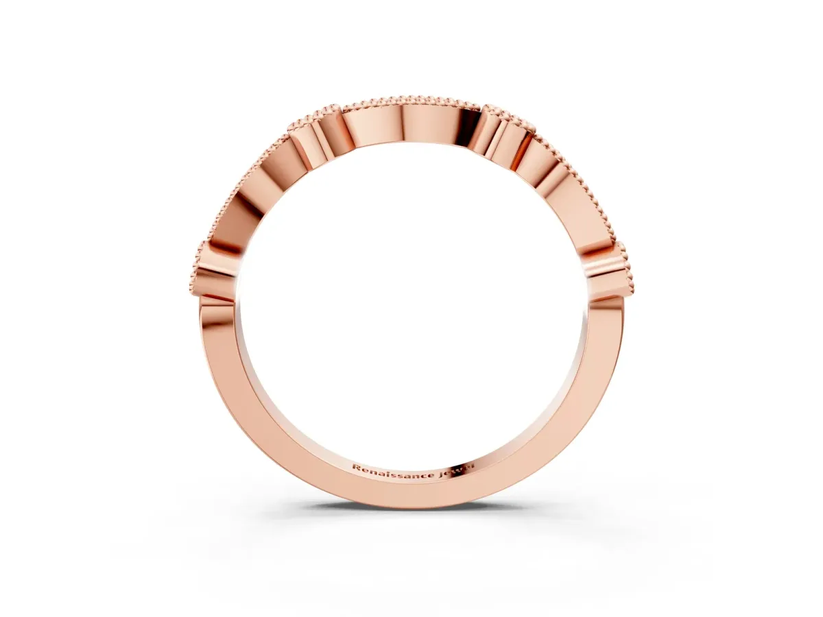 Milgrain Bezel and Marquise Diamond Band Rose gold