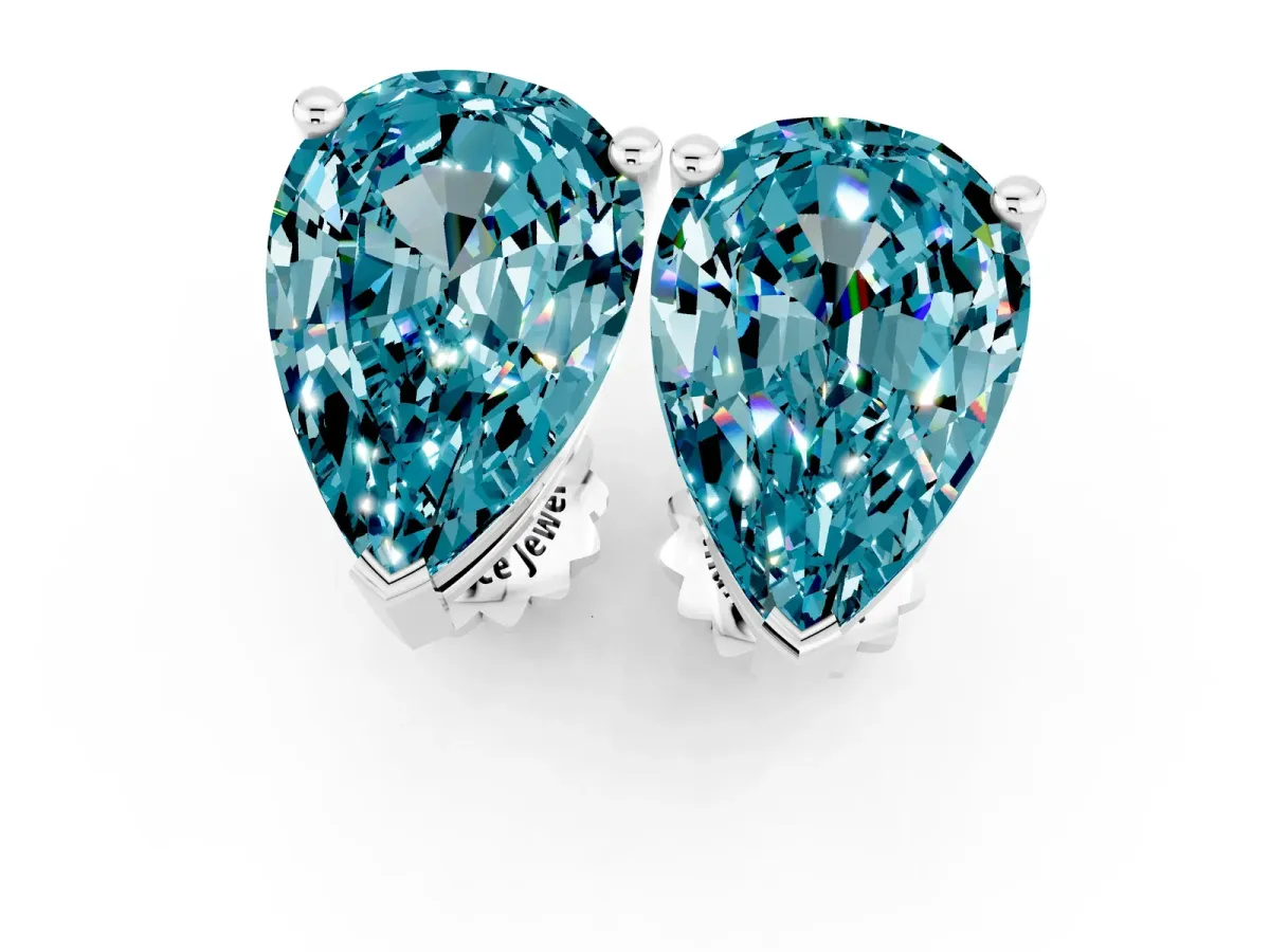 Pear Cut Blue Topaz Stud Earrings Silver
