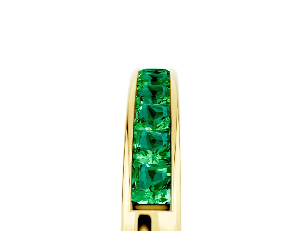 Channel Set Princess Cut Emerald Eternity Band Yellow gold