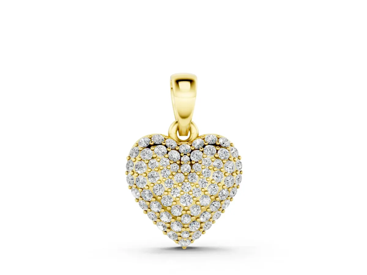 Heart Diamond Pendant with Pavé Setting Yellow gold