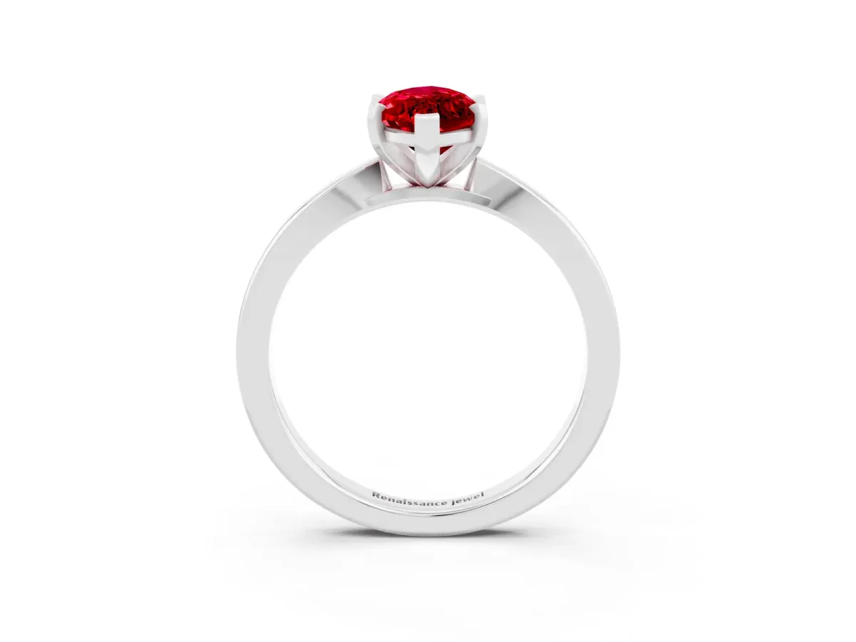 Marquise Cut Ruby Solitaire Engagement Ring with Classic Band and Four-Prong Setting White gold