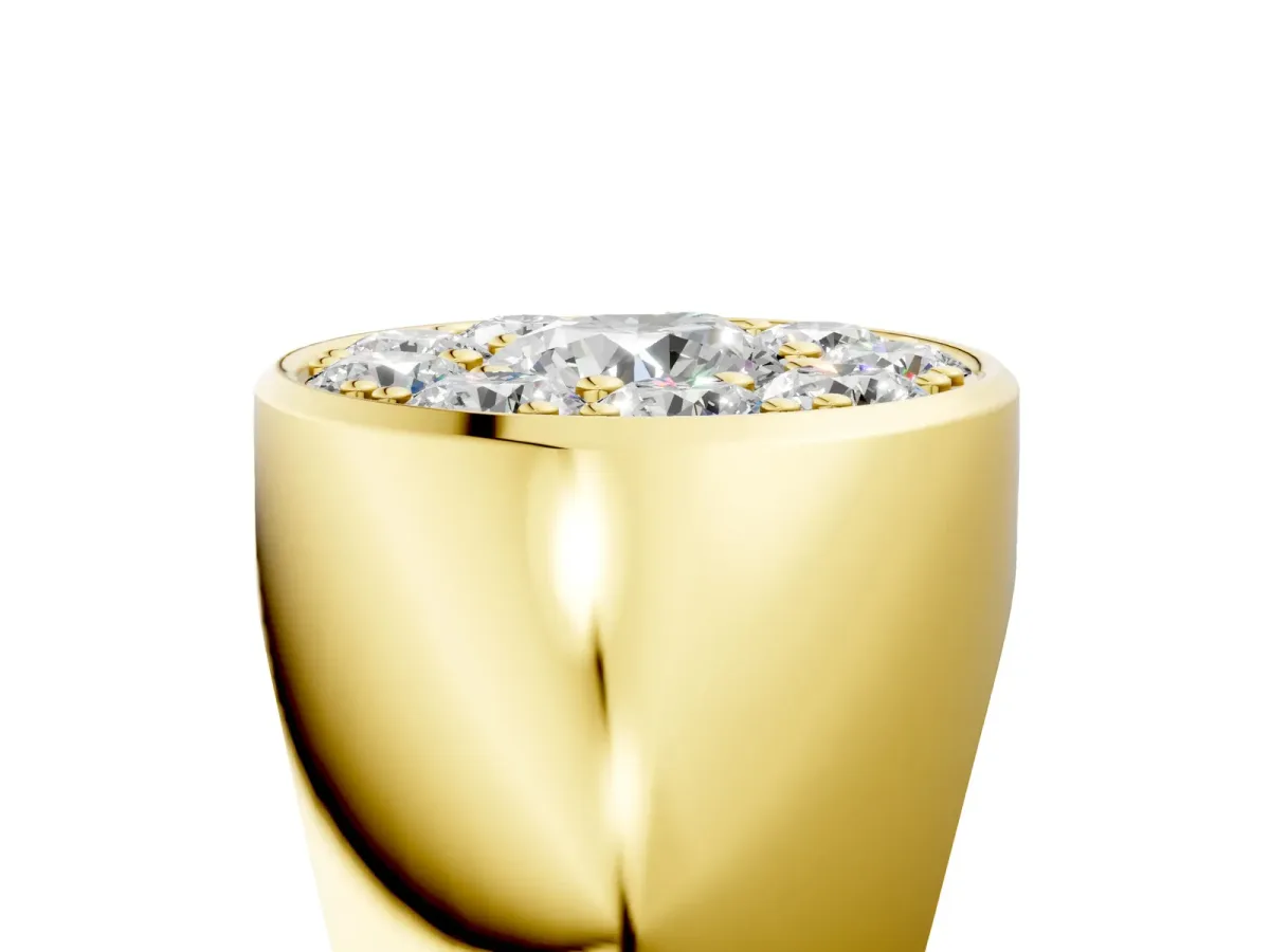 Round Diamond Dome Promise Ring Yellow gold