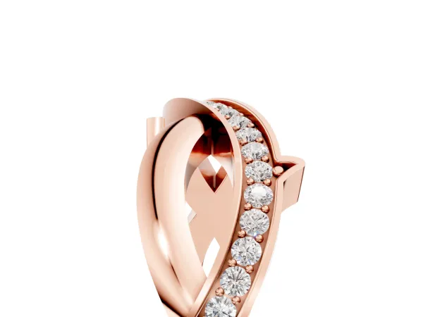 Pavé Round Diamond Twist Band with Channel Setting Rose gold