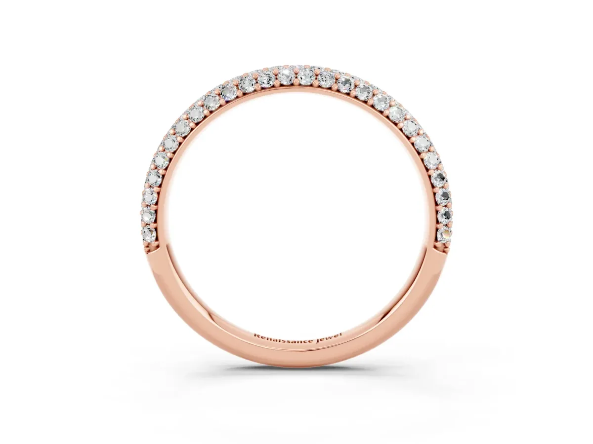Round Moissanite Pavé Eternity Band with Shared Prong Setting Rose gold