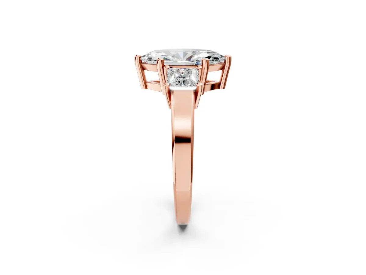 Three-Stone Marquise Cut Cut Solitaire Ring with Prong Setting Rose gold