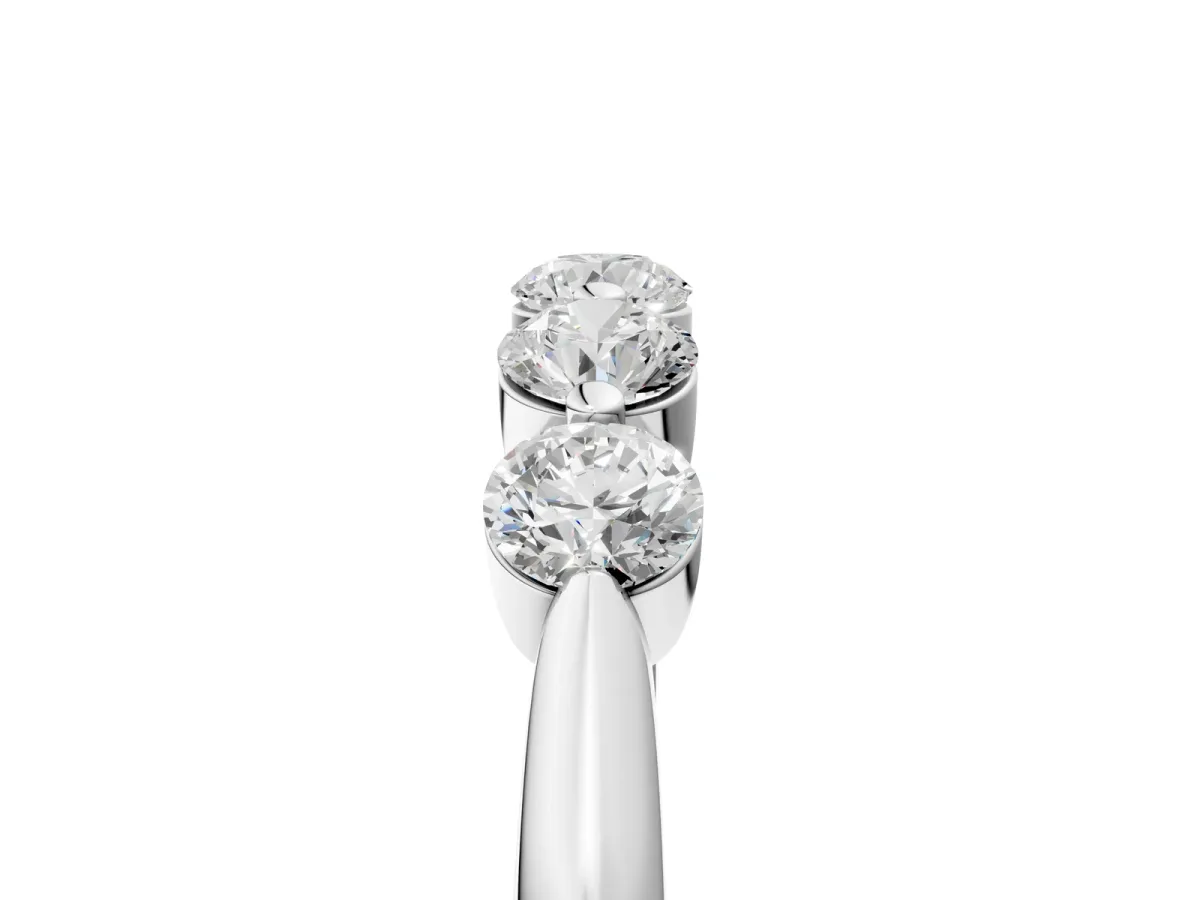 Five-Stone Round Diamond Half-Eternity Band with Prong Setting Silver