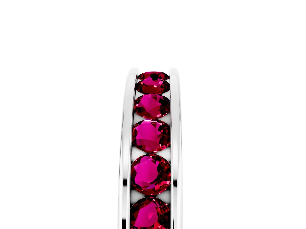 Channel Set Round Garnet Eternity Band Platinum