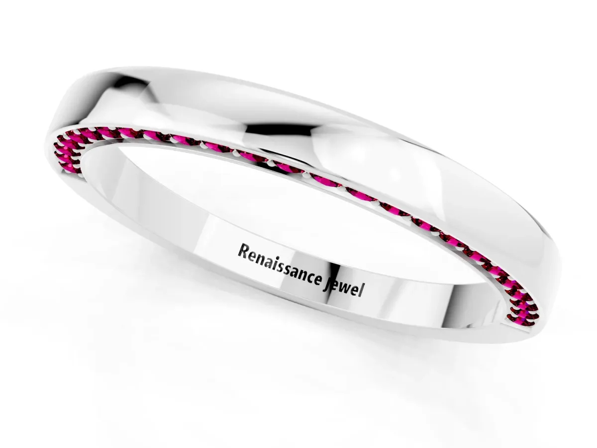 Pavé Round Garnet Channel Set Band White gold