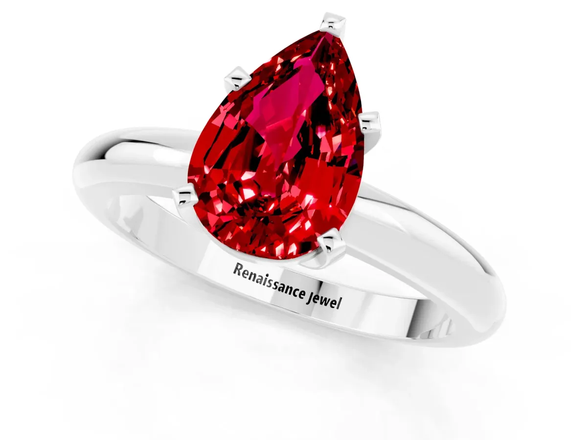 Round Garnet Leaf Eternity Band with Bezel Setting Platinum