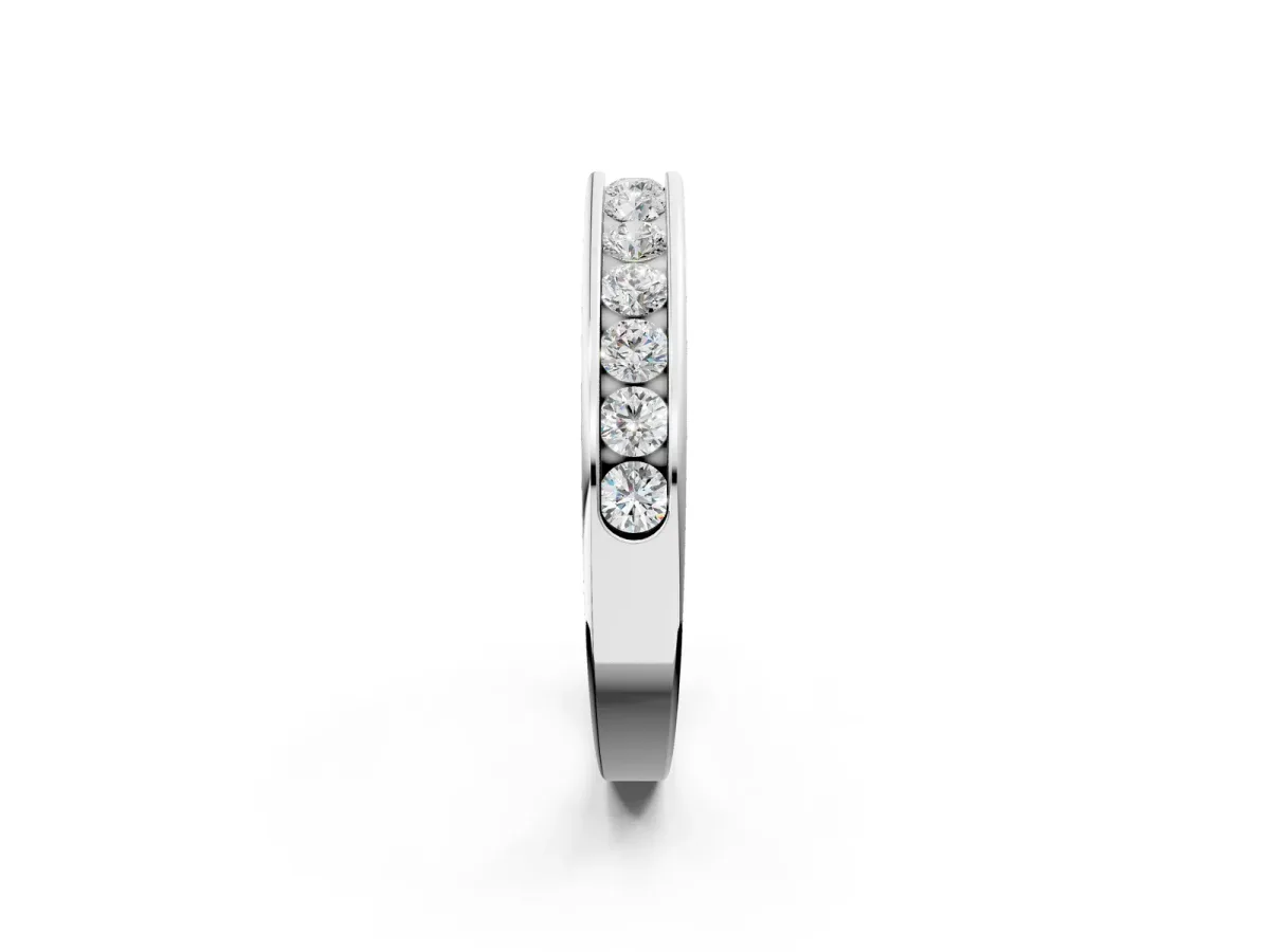 Channel Set Round Diamond Eternity Band Silver