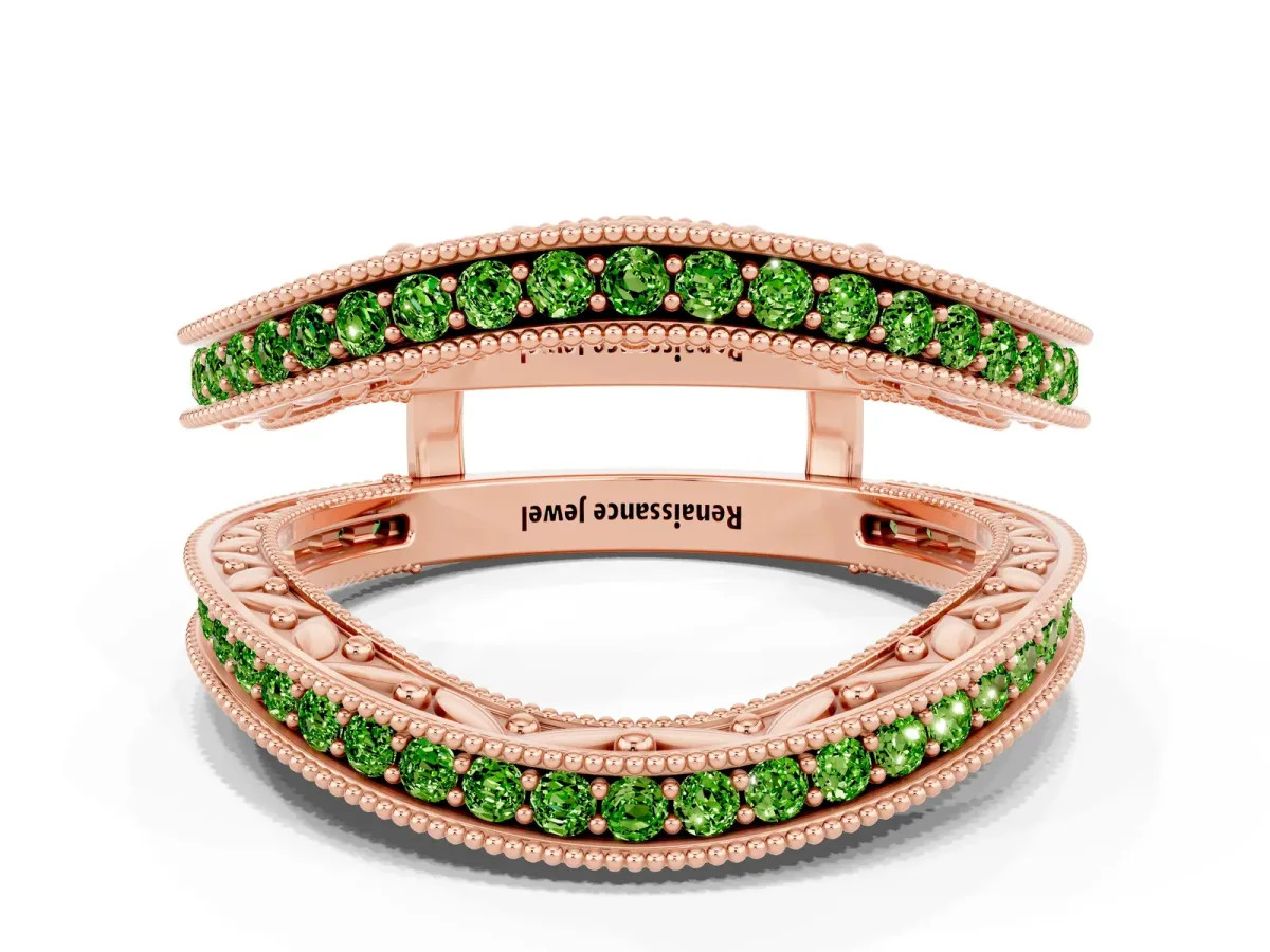Round Peridot Milgrain Eternity Band with Channel Setting Rose gold