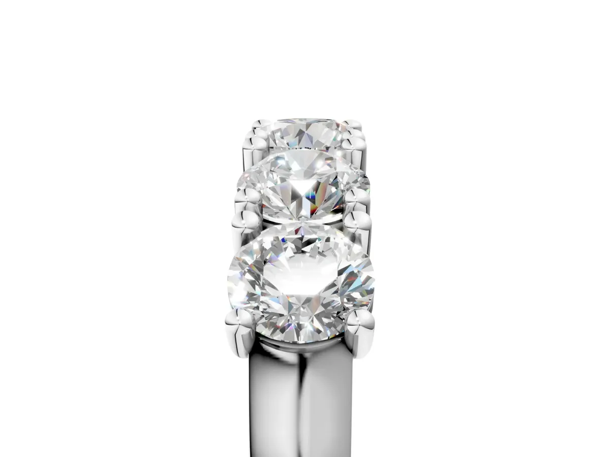 Five-Stone Round Diamond Prong-Set White Gold Band White gold