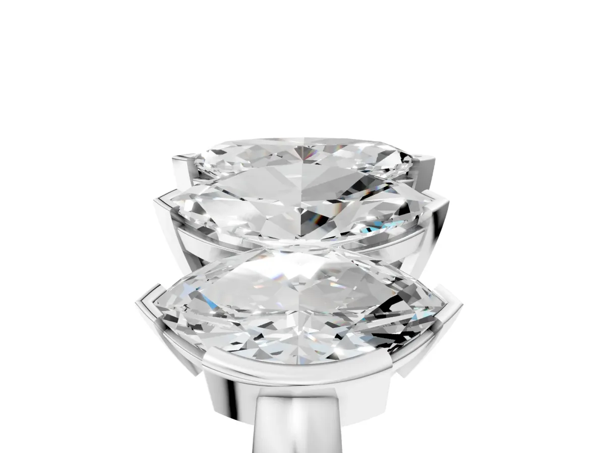 Five Stone Marquise Diamond Prong Set White Gold Band Silver