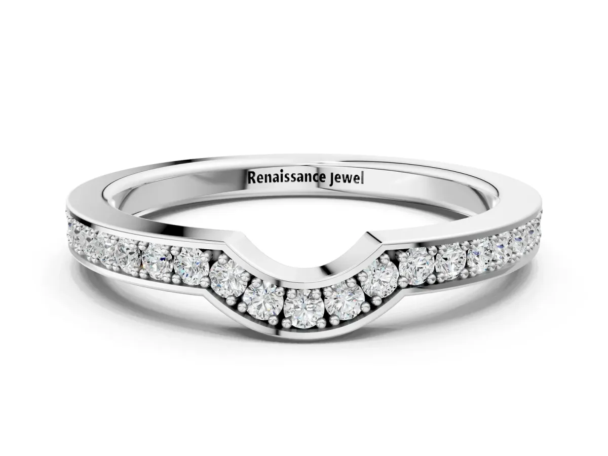 Pavé Round Diamond Contour Band with Channel Setting Platinum