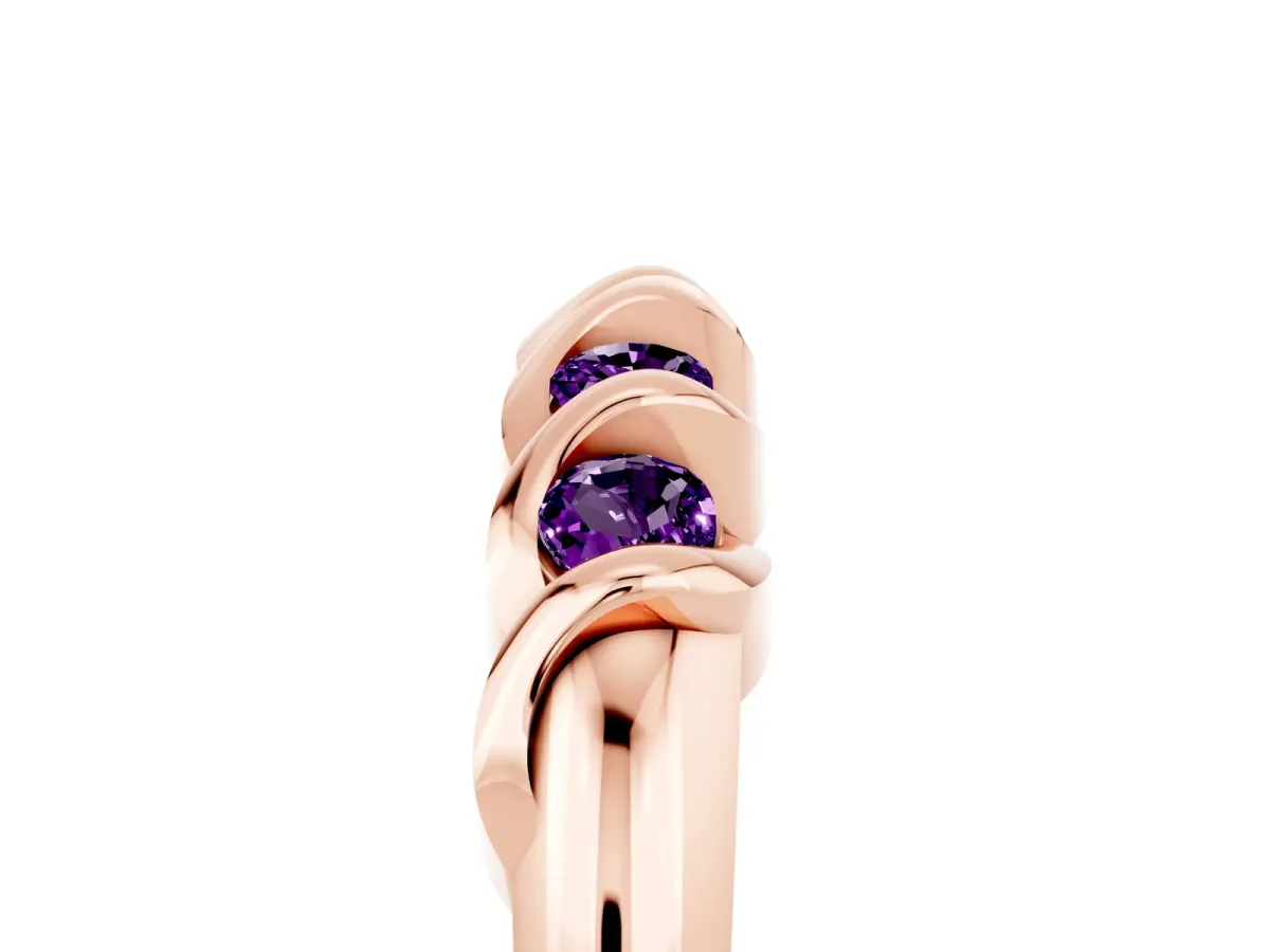 Round Amethyst Eternity Band with Twist Prong Setting Rose gold