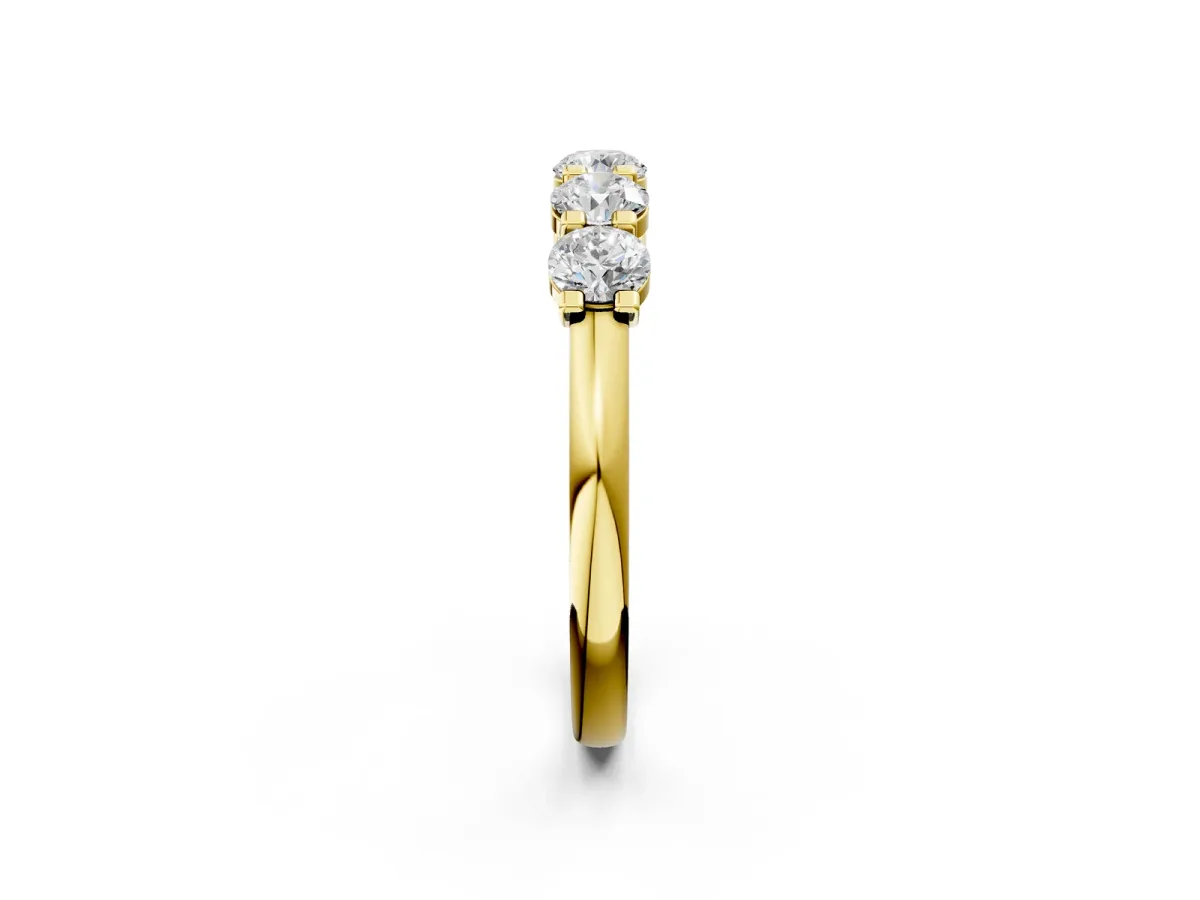 Round Cut Diamond Half Eternity Band with Prong Setting Yellow gold