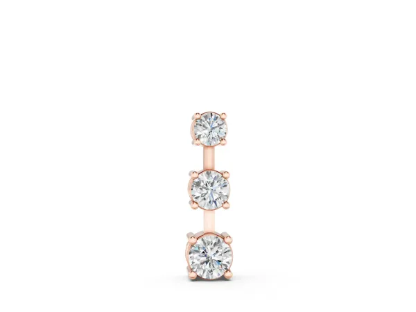 Round Diamond Triple Bar Pendant with Four-Prong Setting Rose gold