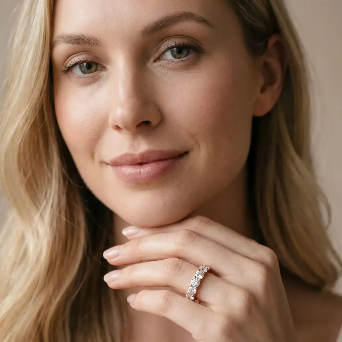 Round Diamond Eternity Band with U-Prong Setting Rose gold