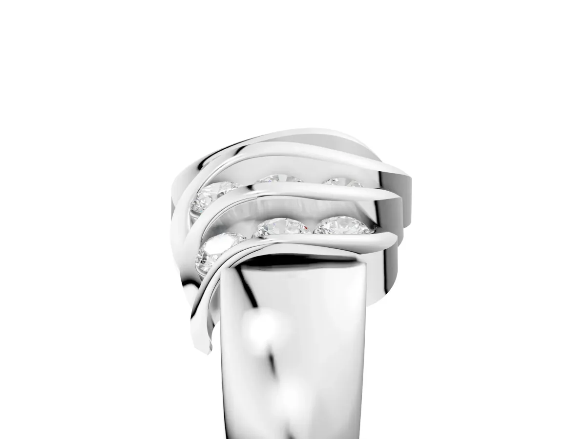 Round Diamond Multi-Row Crossover Band White gold