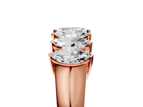 Marquise Diamond Prong Set White Gold Curved Band Rose gold