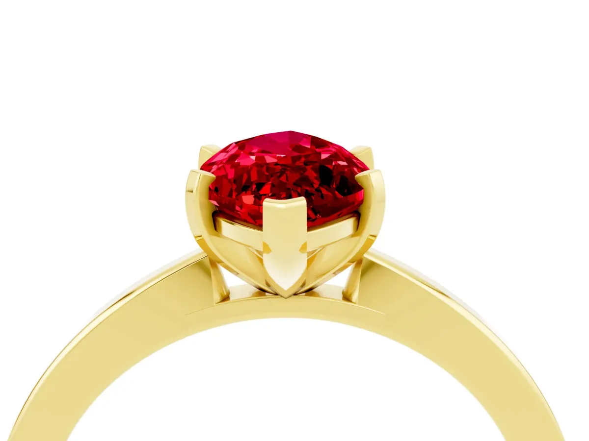 Marquise Cut Ruby Solitaire Engagement Ring with Classic Band and Four-Prong Setting Yellow gold