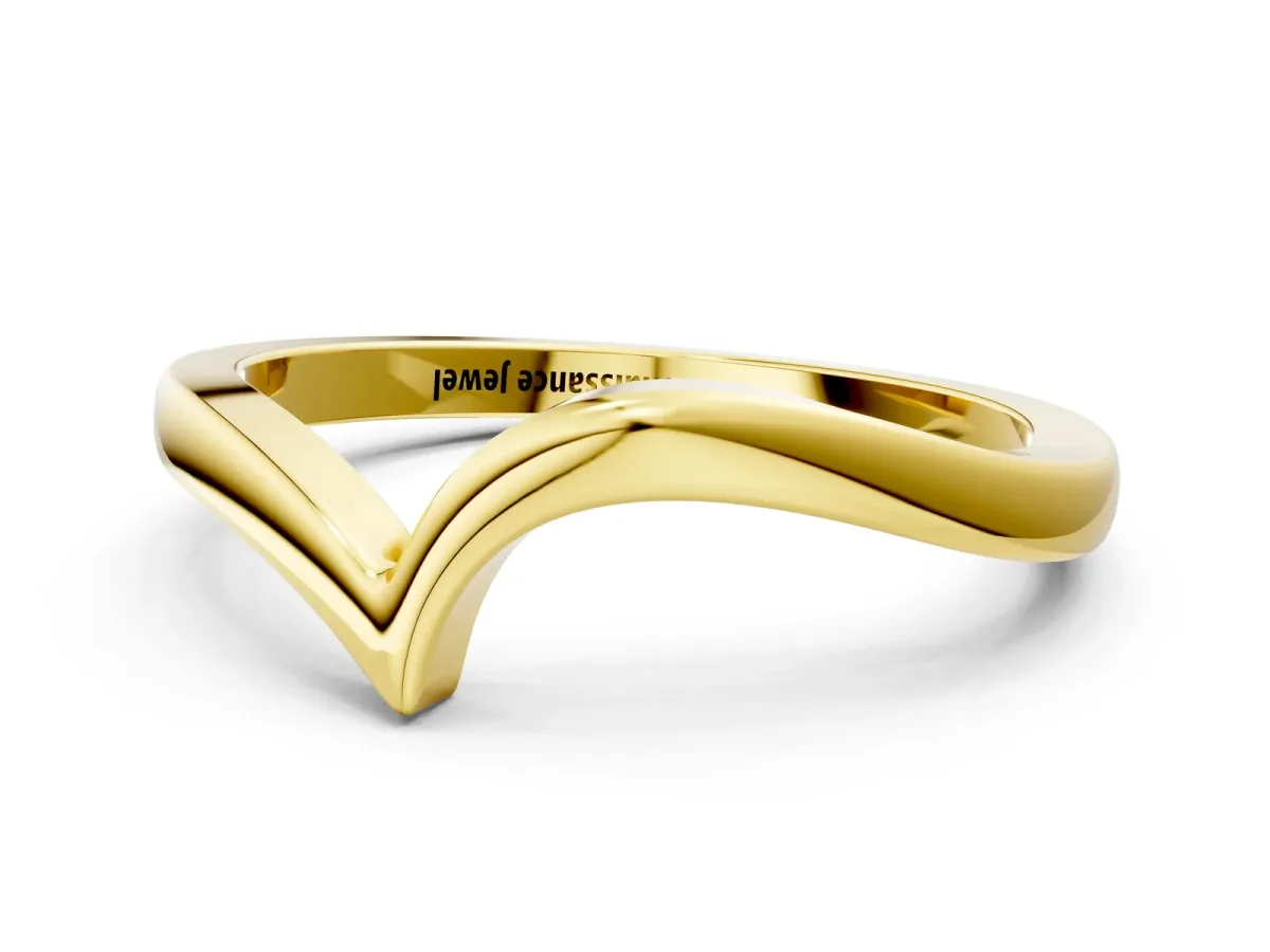 Chevron V-Shaped Contour Band Yellow gold