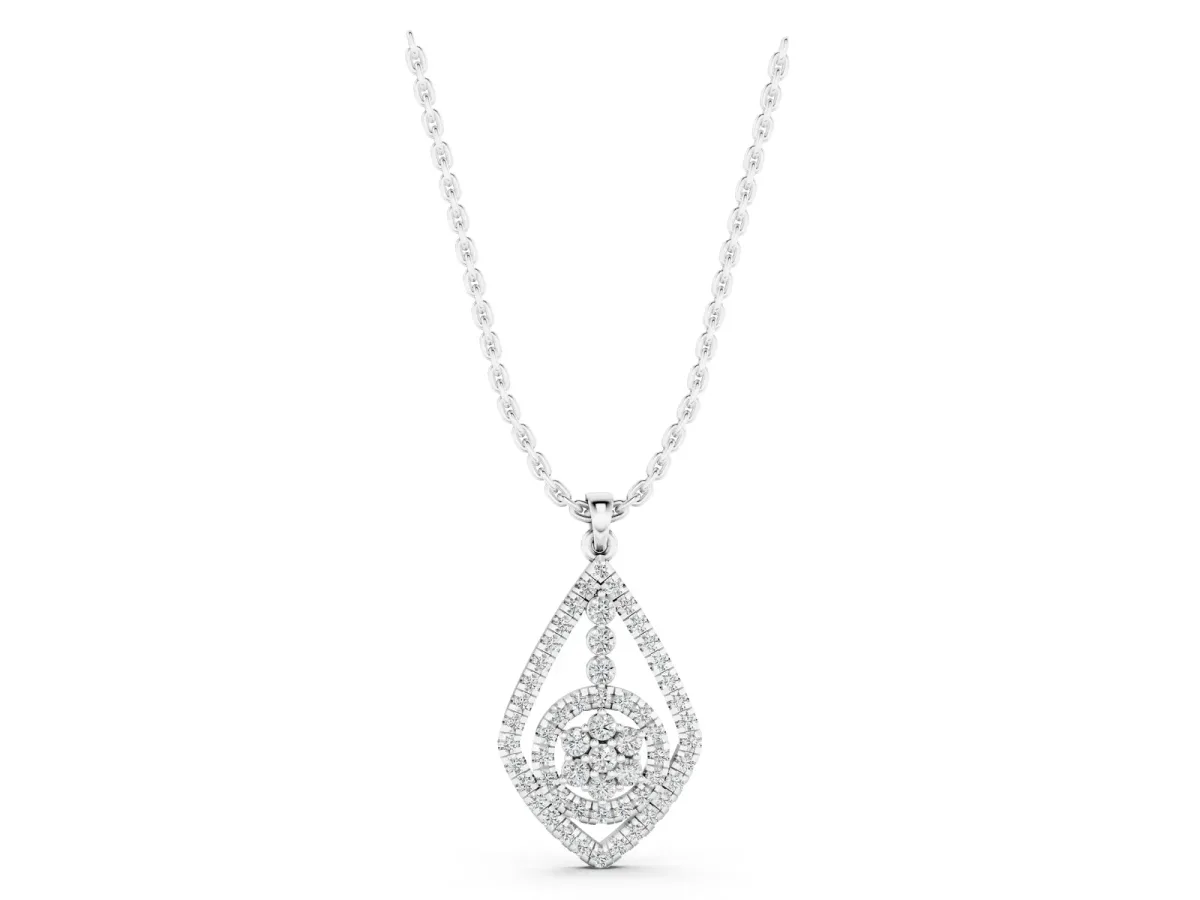 Diamond Halo Pendant with Pavé Setting White gold