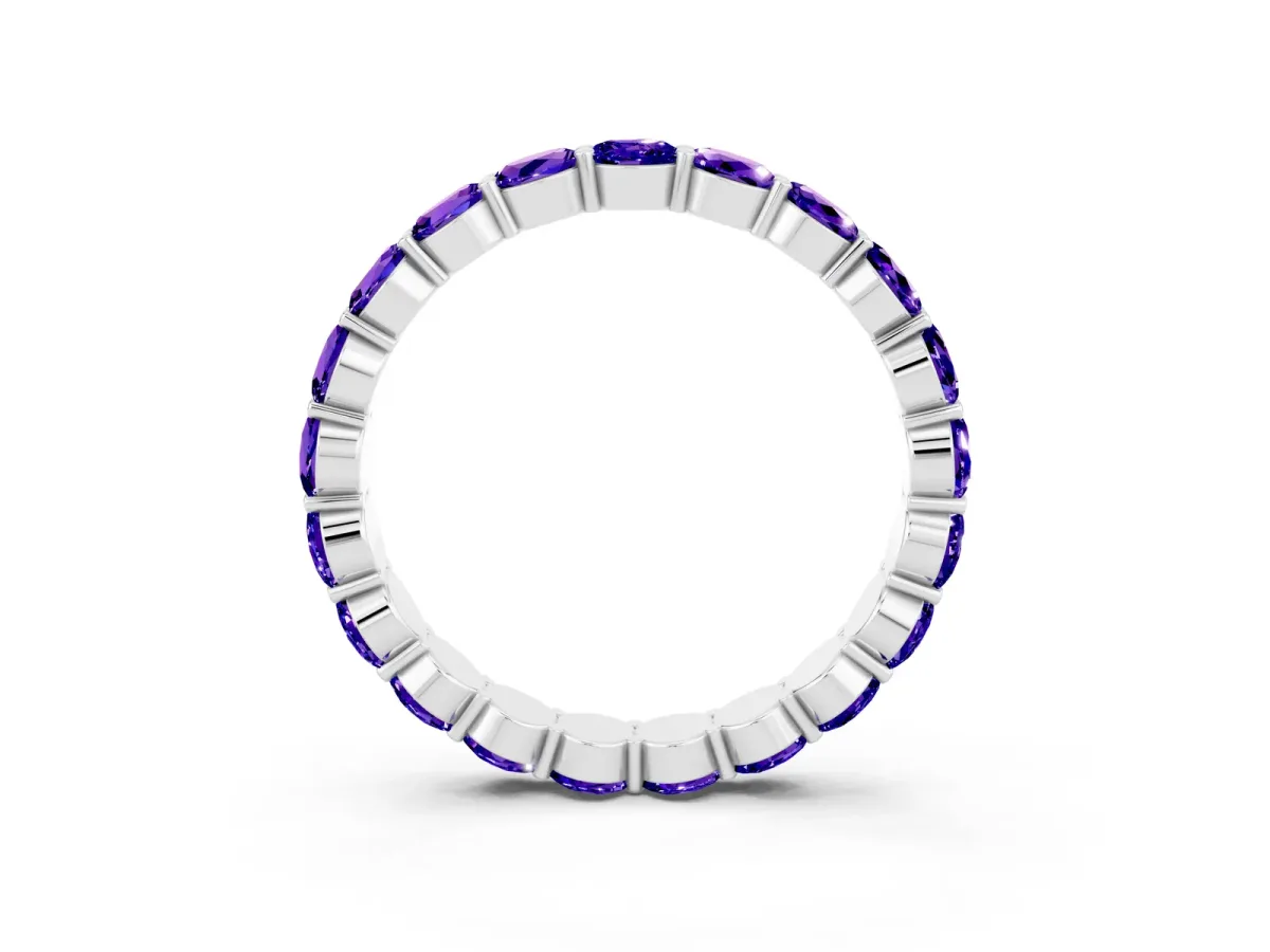 Round Tanzanite Eternity Band with U-Prong Setting Silver