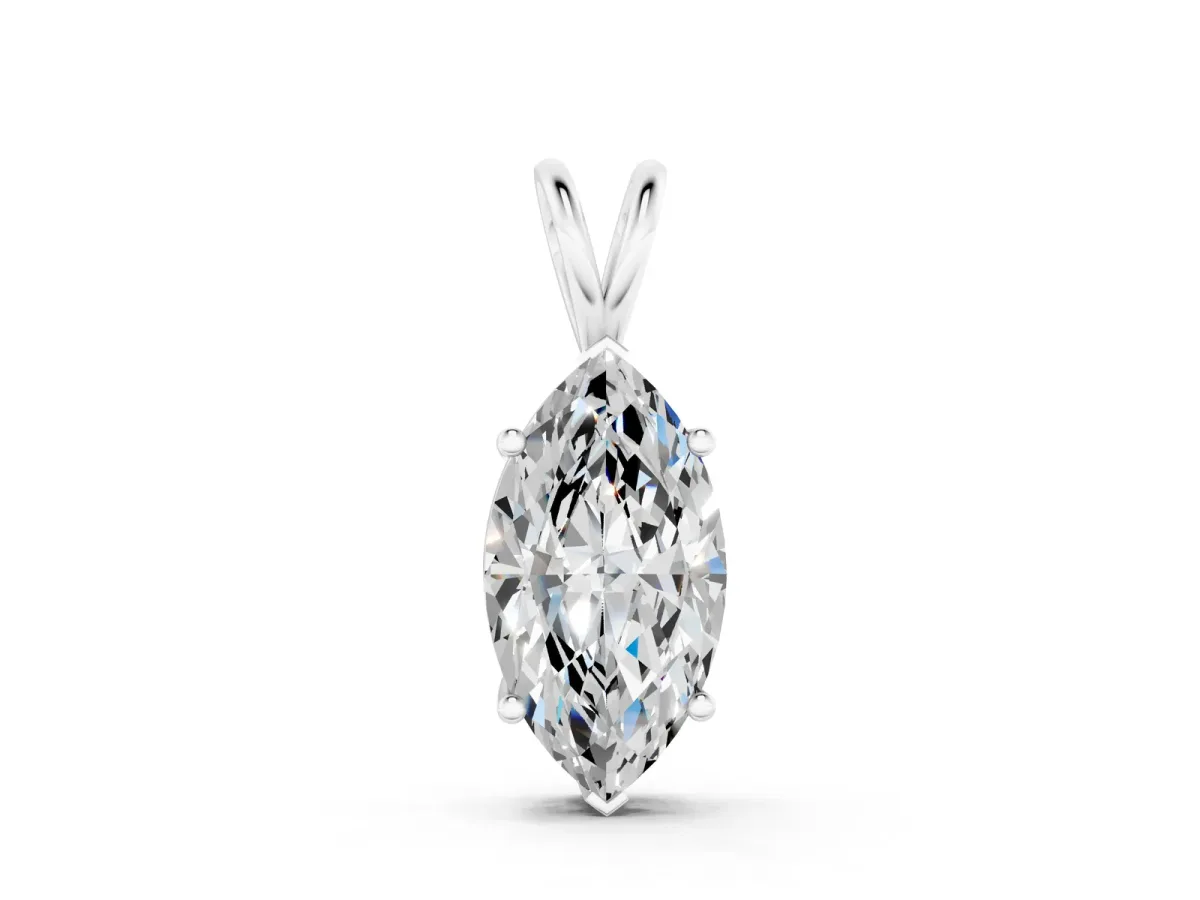 Marquise Diamond Solitaire Pendant with Prong Setting Silver