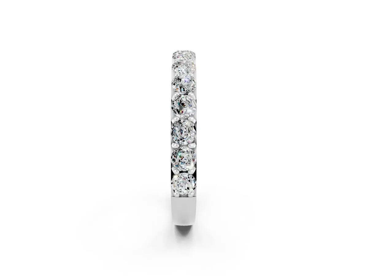 Round Moissanite Half Eternity Band with Classic Prong Setting Silver