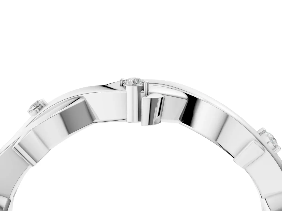 Prong Set Round Diamond Twist Band Platinum