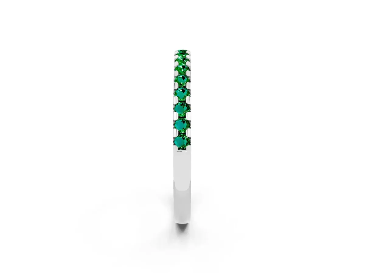 Round Emerald Pavé Set Eternity Band with Micro Prong Setting Platinum