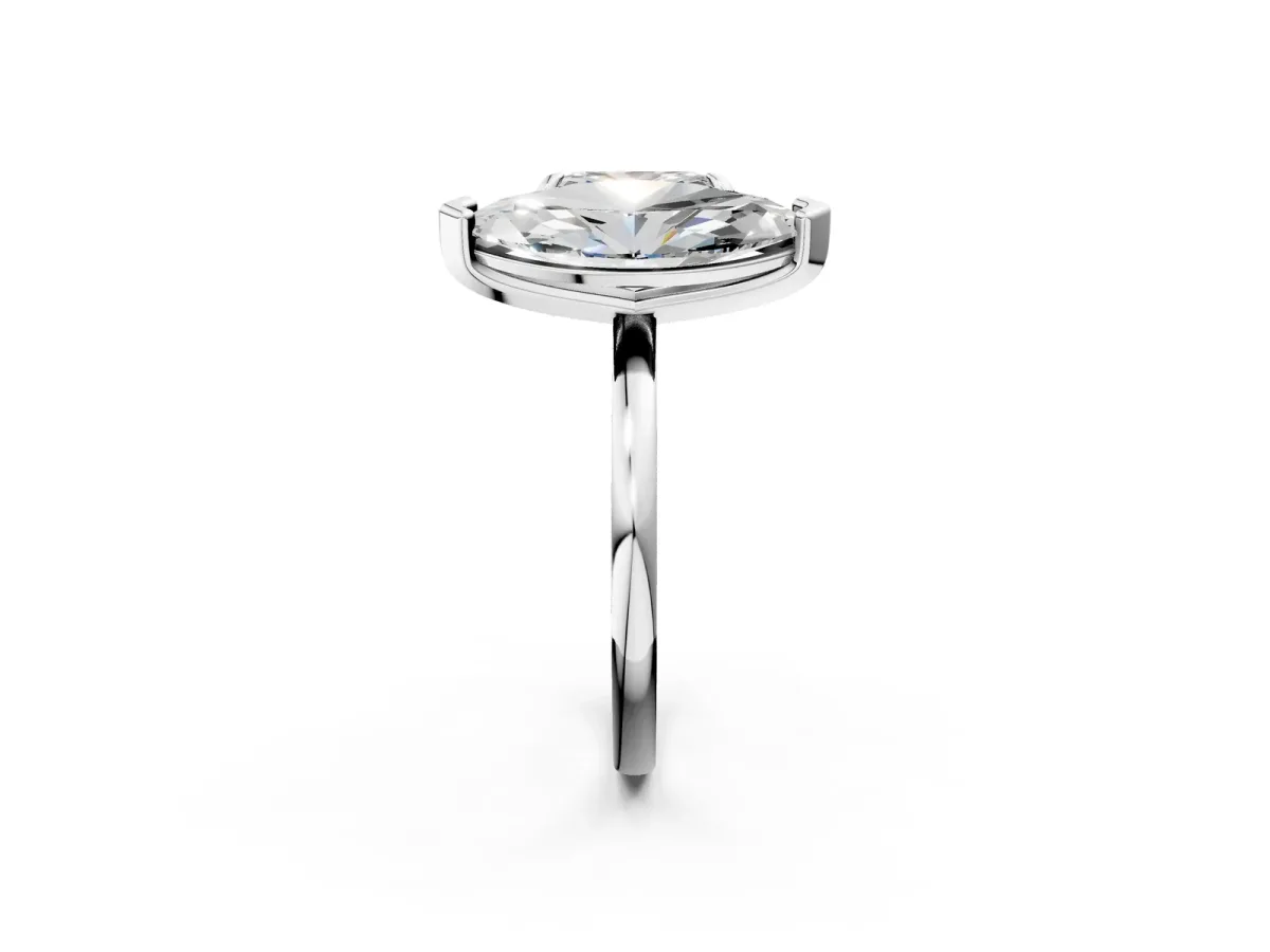 Radiant and Marquise Toi Moi Ring with Prong Setting and Plain Band Silver