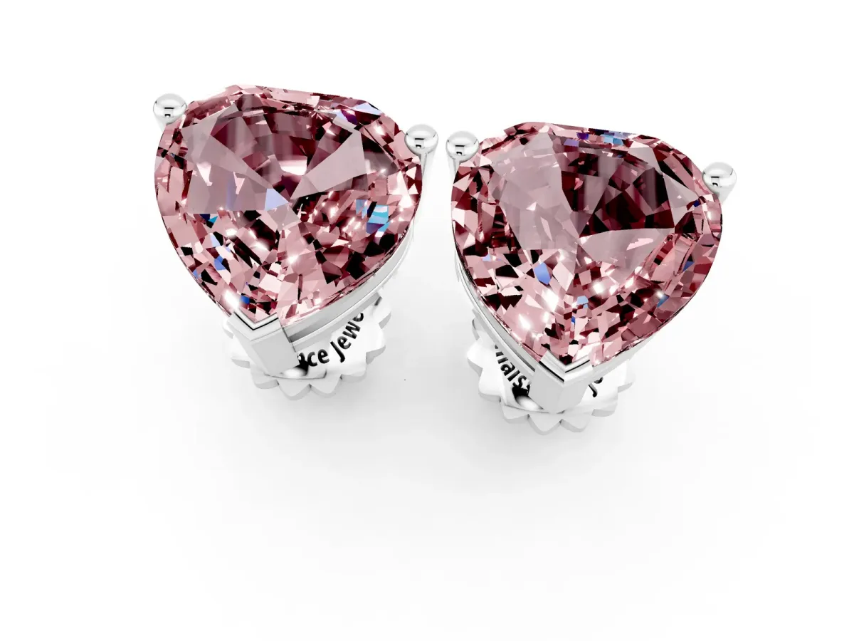 Heart Cut Morganite Stud Earrings White gold