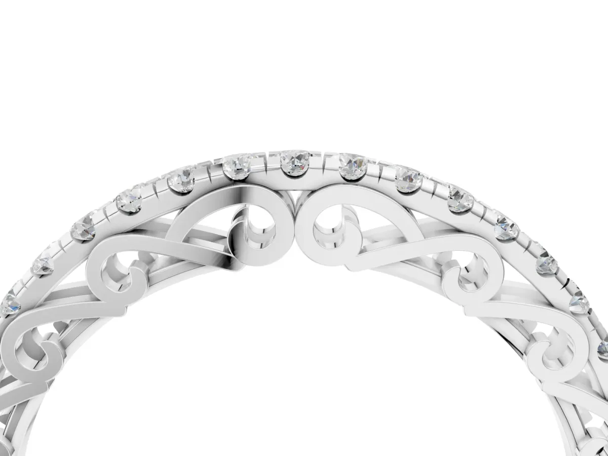 Round Cut Diamond Prong Set Eternity Band Silver