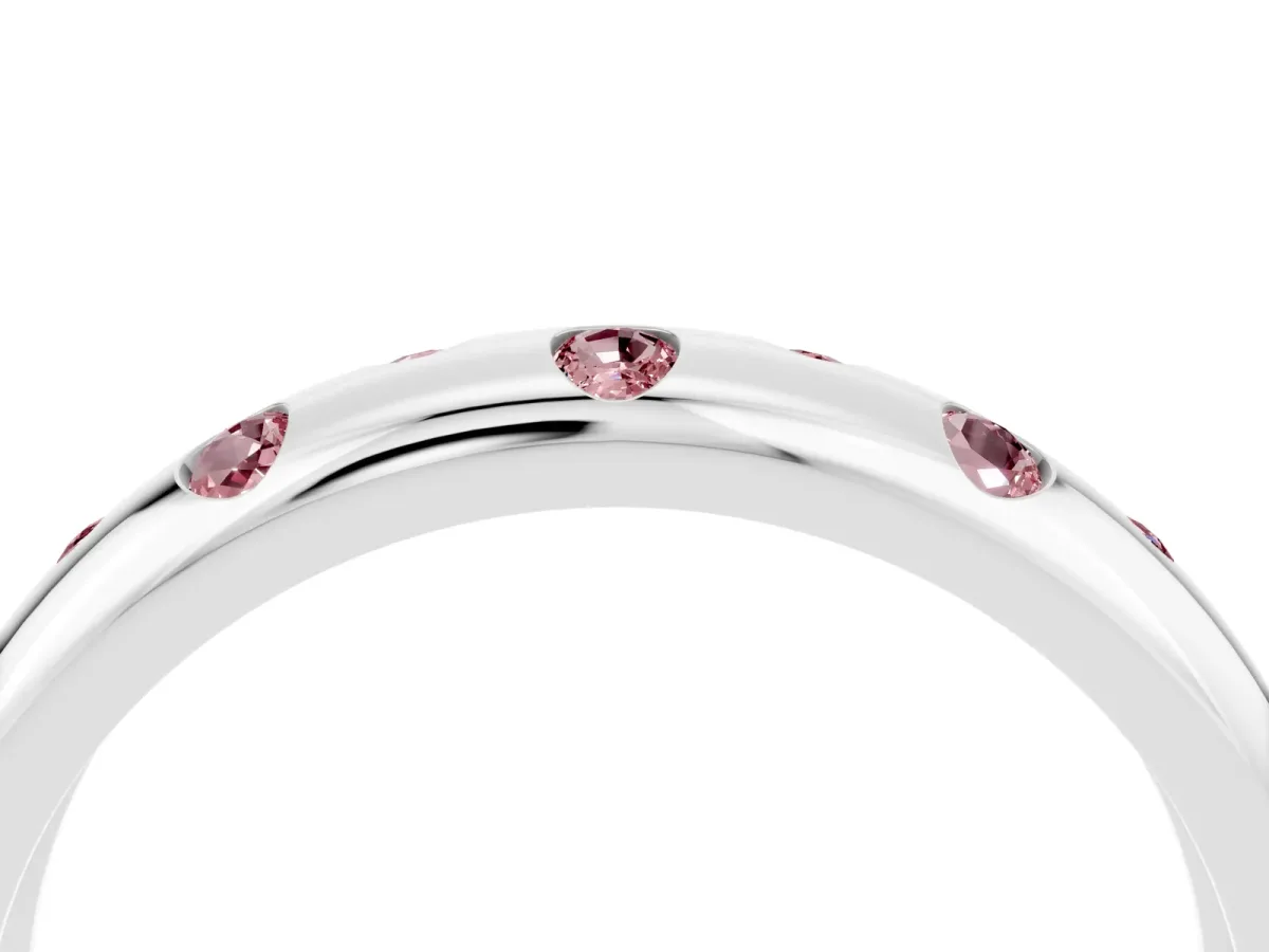 Round Morganite Flush-Set Comfort Fit Band Platinum