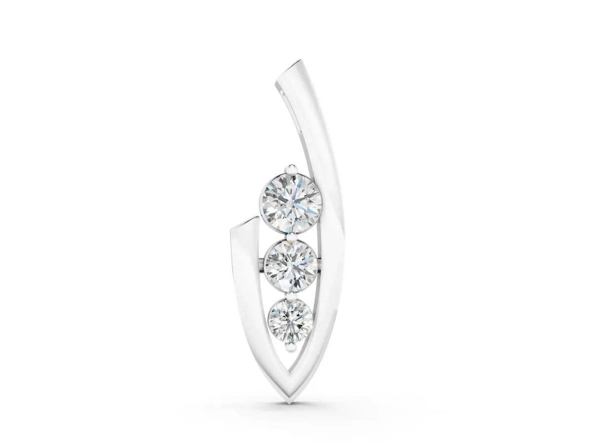 Three-Stone Round Prong-Set Pendant Silver